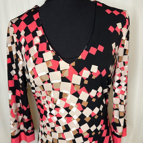 Anthropologie Ali Ro Dress Geometric Print 3/4 Sleeve Contemporary Sz 8 #722 - Picture 5 of 8